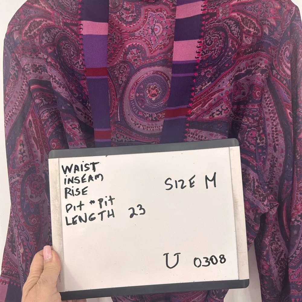 Lejaby Paris Multicolor Purple Pink Print Midi Robe Womens Medium | U308